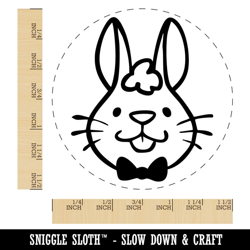 Adorable Cartoon Easter Bunny Head Rabbit Bow Tie Self-Inking Rubber Stamp