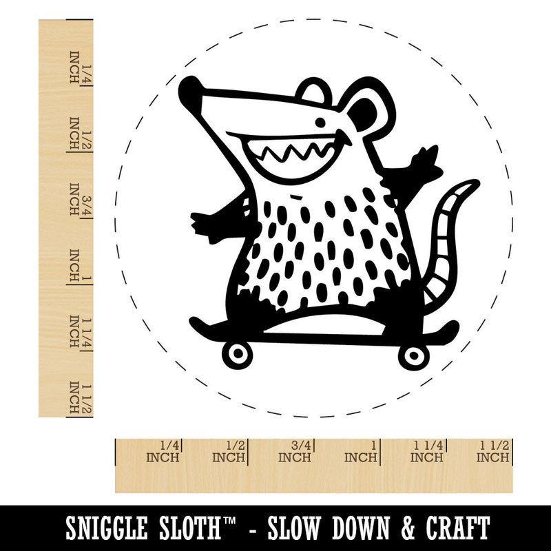 Awesome Opossum on Skateboard Sport Self-Inking Rubber Stamp Crafting Planners