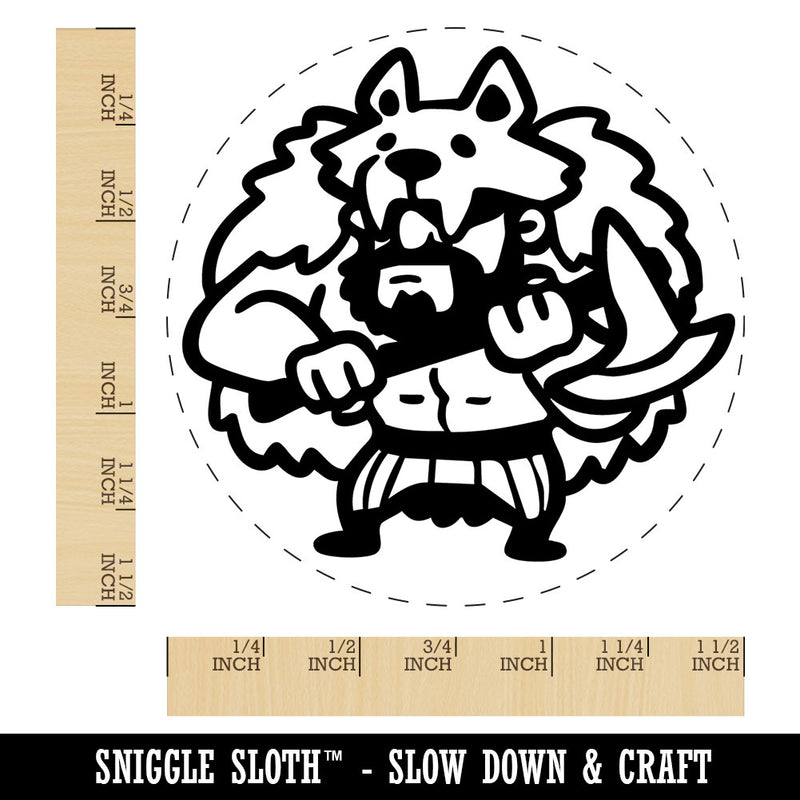 Barbarian Wolf Man Viking Warrior With Axe Self-Inking Rubber Stamp Crafting