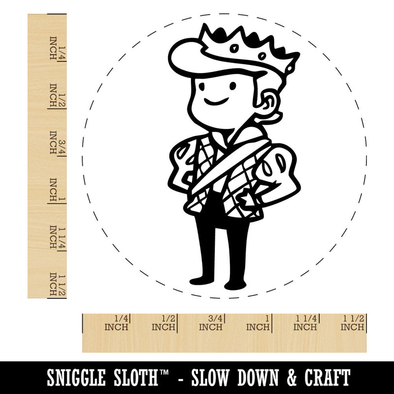 Cartoon Medieval Prince Royalty Crown Self-Inking Rubber Stamp Crafting Planner