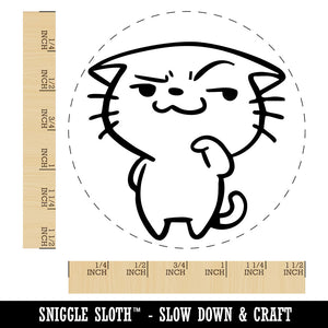 Cheeky Cartoon Cat Smirk Smile Self-Inking Rubber Stamp Crafting Planners