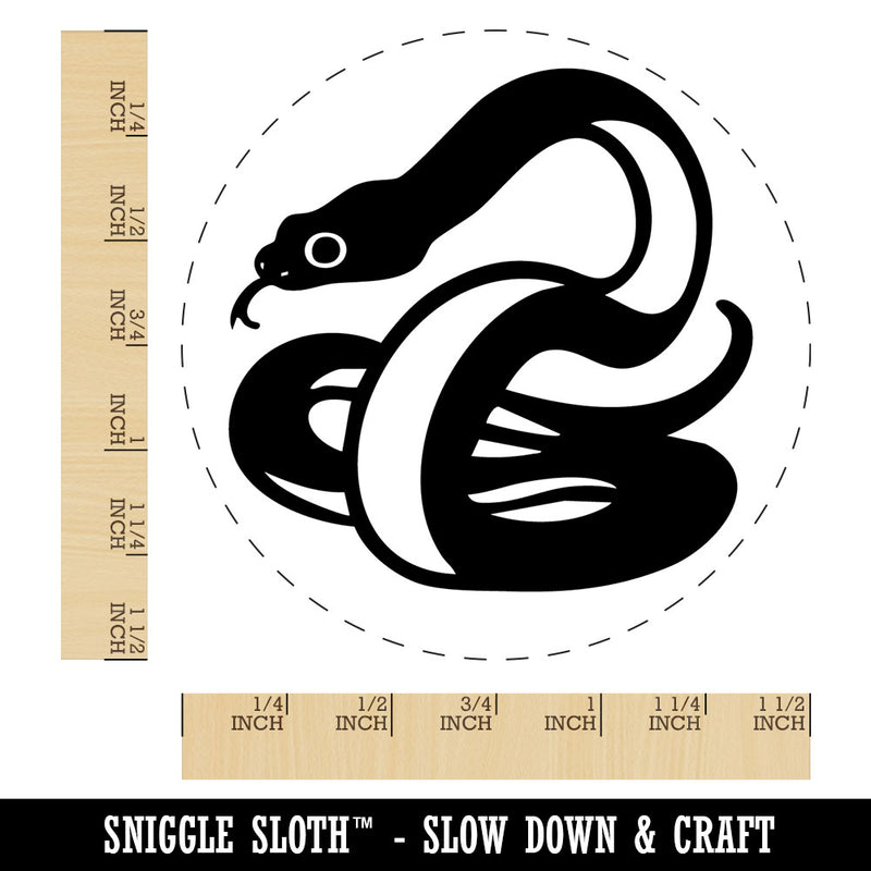 Coiled Cautious Snake Serpent Self-Inking Rubber Stamp Crafting Planners