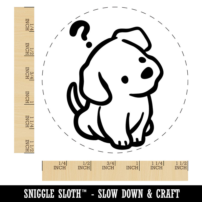 Confused Puppy Head Tilt Dog Question Mark Self-Inking Rubber Stamp Crafting