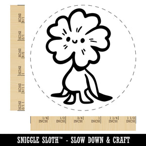 Cute Weird Flower Creature Smile Happy Face Self-Inking Rubber Stamp Crafting