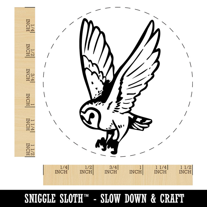 Diving Barn Owl Talons Outstretched Self-Inking Rubber Stamp Crafting Planners