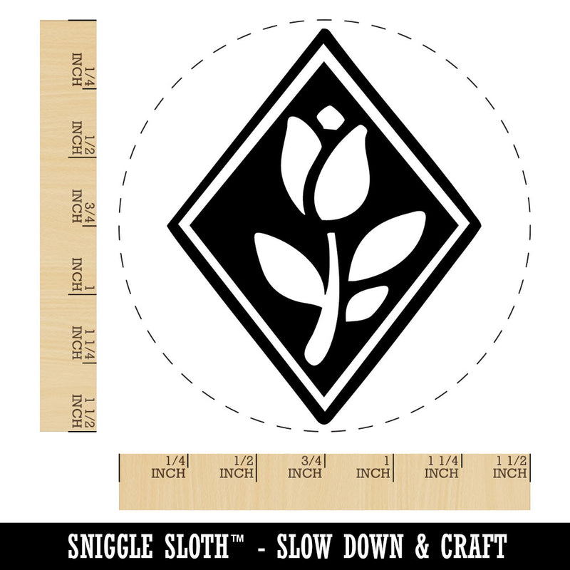 Elegent Tulip Flower in Diamond Self-Inking Rubber Stamp Crafting Planners