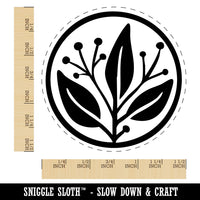 Fancy Decorative Leaves Branch in Circle Self-Inking Rubber Stamp Crafting
