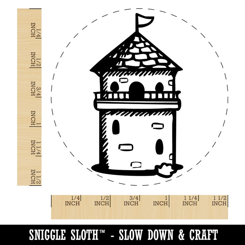 Fantasy Medieval Wizard Tower Building Self-Inking Rubber Stamp Crafting