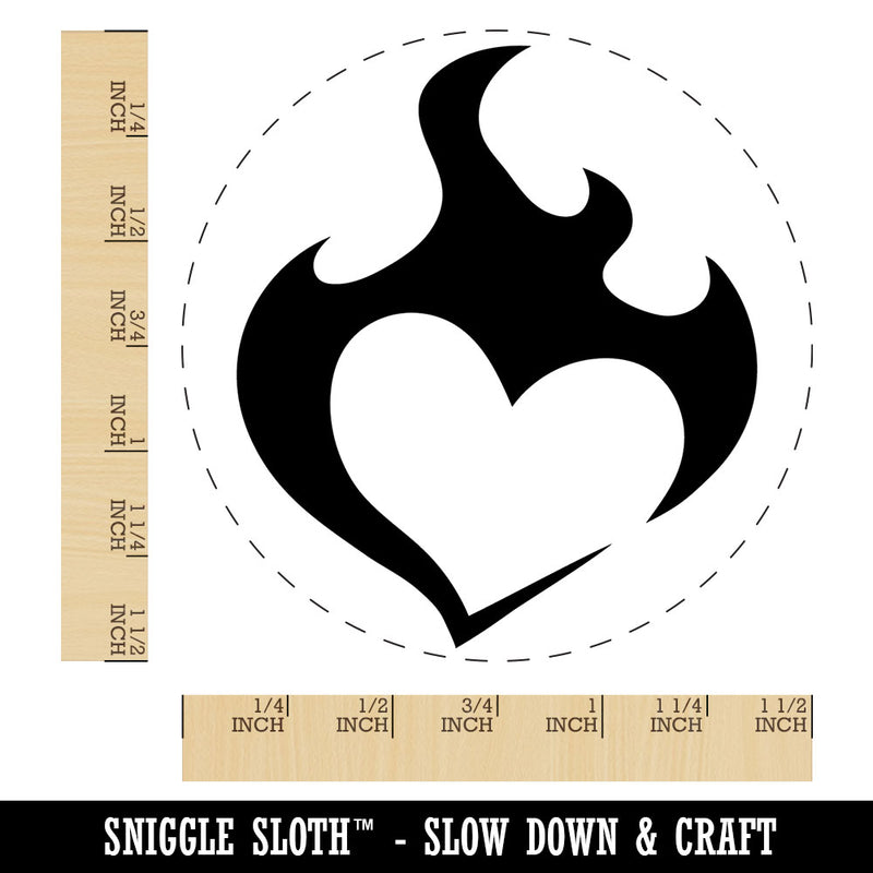 Flaming Heart Burn Fire Passion Love Hot Heat Romance Self-Inking Rubber Stamp