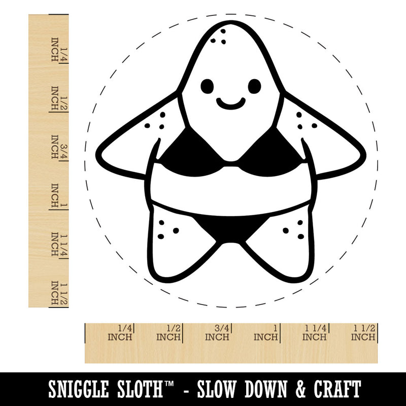 Funny Silly Starfish in Bikini Swimwear Sea Star Self-Inking Rubber Stamp