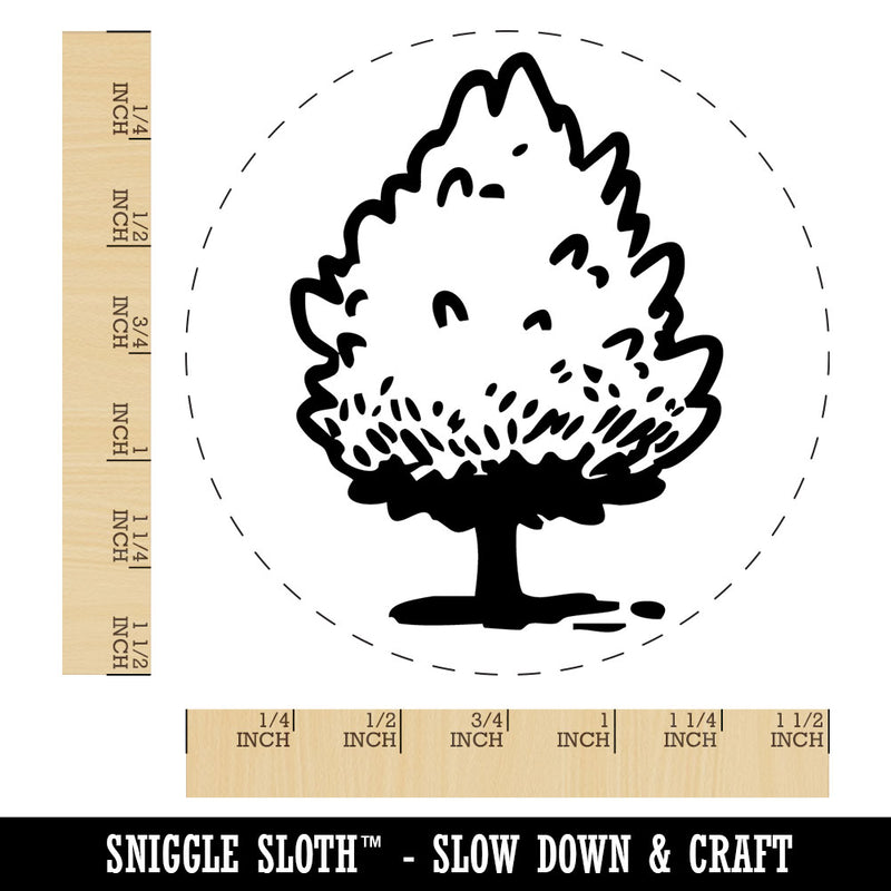 Hand Drawn Pine Bushy Tree Plant Self-Inking Rubber Stamp Crafting Planners
