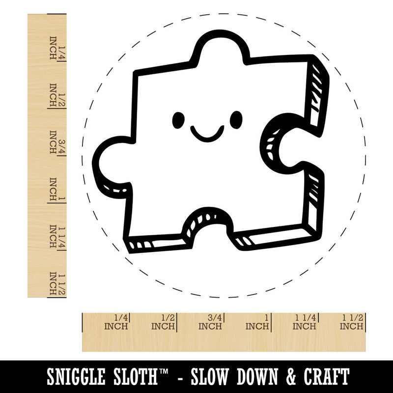 Happy Cartoon Puzzle Piece Self-Inking Rubber Stamp Crafting Planners