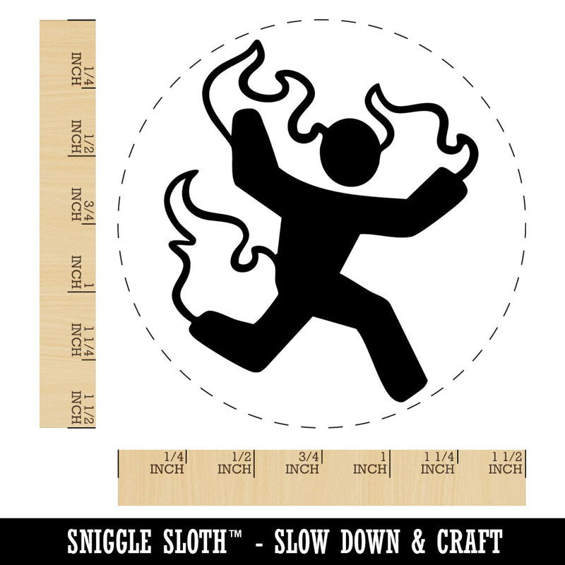 Man on Fire Symbol Warning Danger Risk Hazard Self-Inking Rubber Stamp Crafting