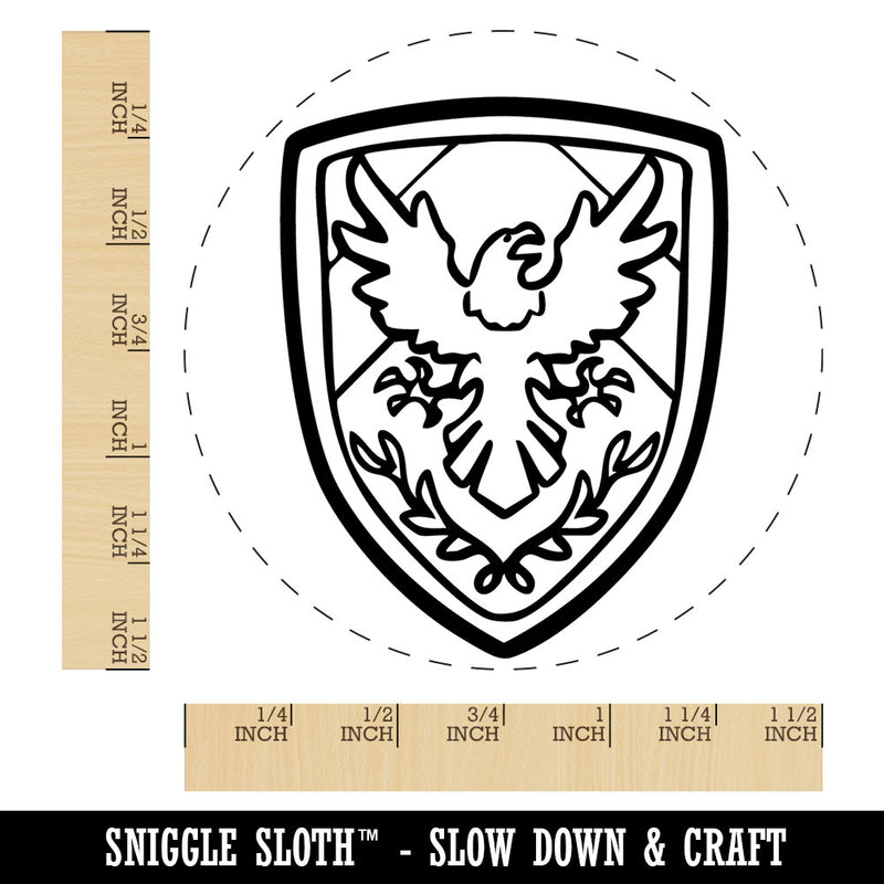 Medieval Shield Eagle Emblem Self-Inking Rubber Stamp Crafting Planners