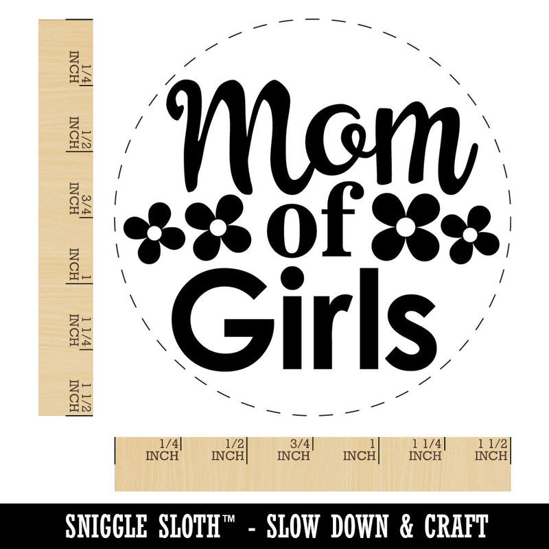 Mom of Girls Mother's Day Flowers Self-Inking Rubber Stamp Crafting Planners
