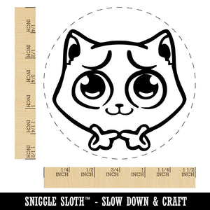 Nervous Cat With A Question Touching Fingers Self-Inking Rubber Stamp Crafting