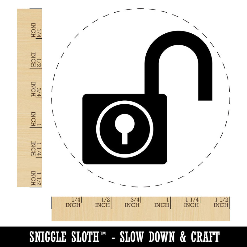 Padlock Unlocked Keyhole Security Symbol Self-Inking Rubber Stamp Crafting