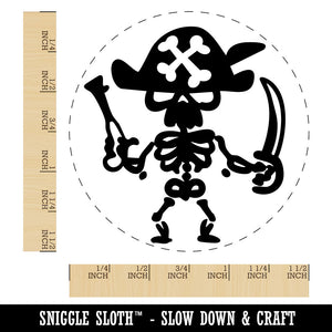Pirate Skeleton with Gun and Sword Cutlass Bones Self-Inking Rubber Stamp