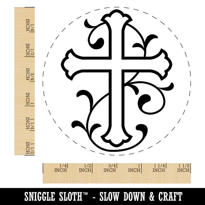 Roman Cross with Vines in Background Christianity Holy Self-Inking Rubber Stamp