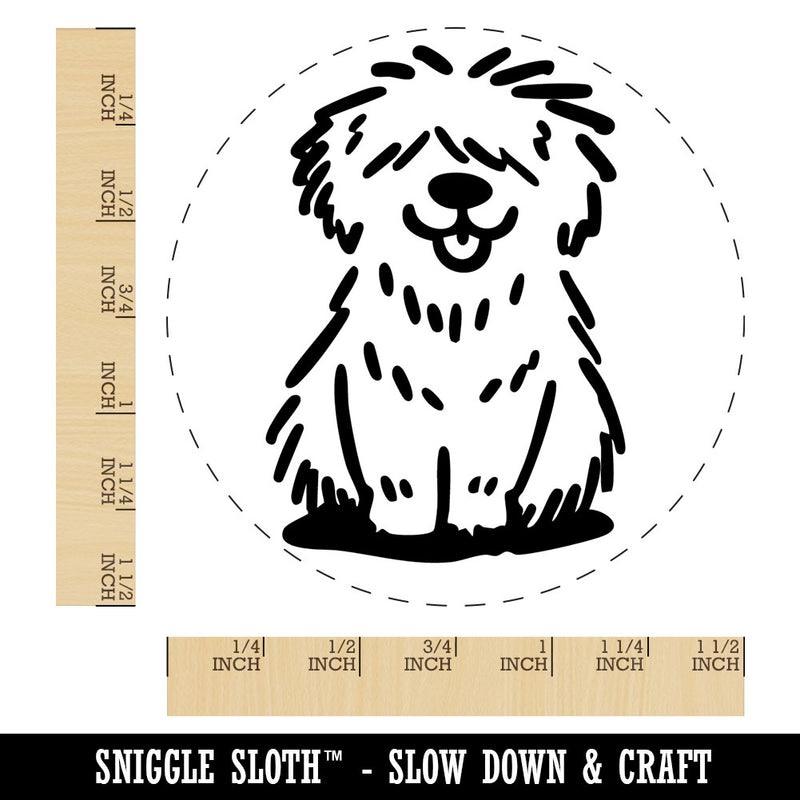 Shaggy Dog Sheepdog Sketch Fluffy Hairy Pet Self-Inking Rubber Stamp Crafting