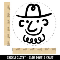 Silly Cartoon Doodle Cowboy with Beard and Hat Self-Inking Rubber Stamp Crafting