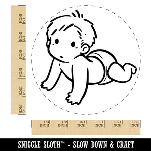 Simple Cartoon Baby Crawling in Diaper Self-Inking Rubber Stamp Crafting Planner