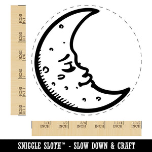 Sleeping Crescent Moon Vintage Face Self-Inking Rubber Stamp Crafting Planners