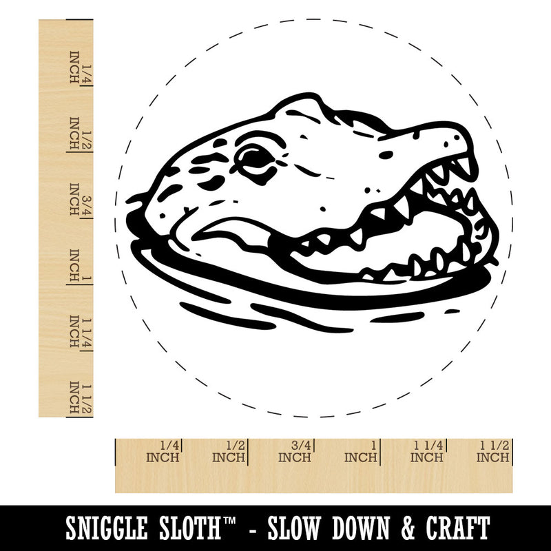 Sneaky Alligator Head Sticking Out Water Swamp Self-Inking Rubber Stamp Crafting
