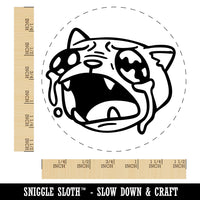 Ugly Crying Cat Watery Eyes Tears Self-Inking Rubber Stamp Crafting Planners