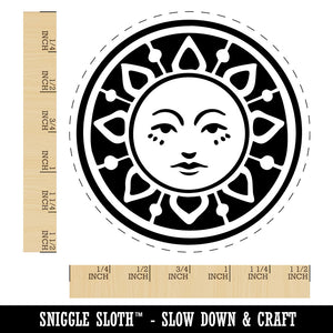 Vintage Sun Circle Face Self-Inking Rubber Stamp for Stamping Crafting Planners