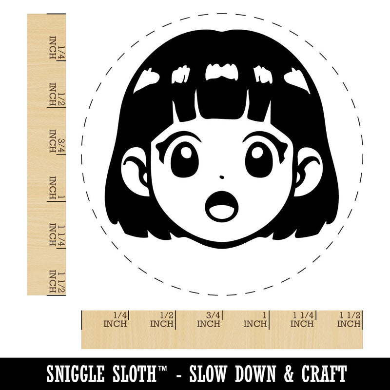 Anime Manga Girl Shocked Surprised Cute Self-Inking Rubber Stamp for Stamping Ink Stamper Crafting Planners