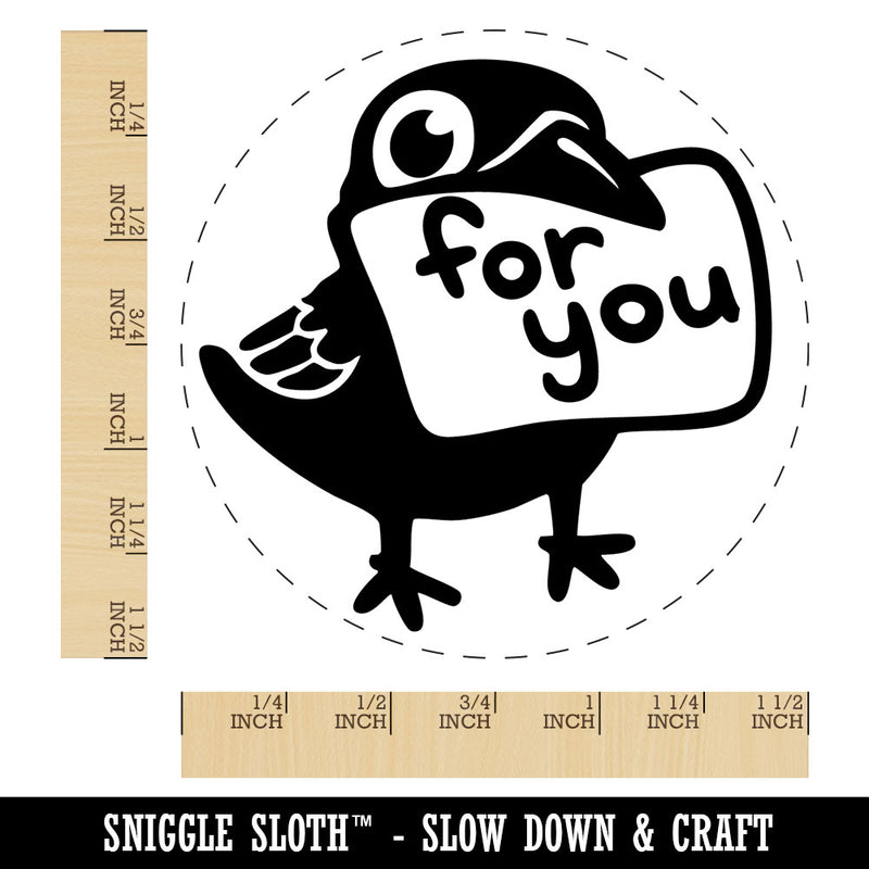 Bird Crow with For You Letter Raven Self-Inking Rubber Stamp for Stamping Ink Stamper Crafting Planners