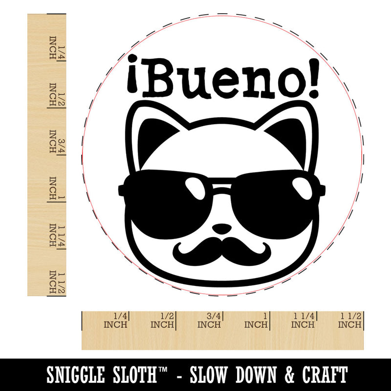 Bueno Cat Sunglasses Spanish Teacher Class School Compliment Self-Inking Rubber Stamp for Stamping Ink Stamper