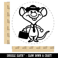Business Rat Mouse with Hat and Suitcase Tie Self-Inking Rubber Stamp for Stamping Ink Stamper Crafting Planners