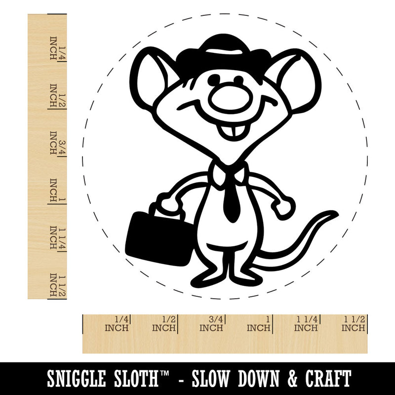 Business Rat Mouse with Hat and Suitcase Tie Self-Inking Rubber Stamp for Stamping Ink Stamper Crafting Planners