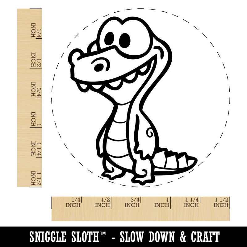 Cartoon Alligator Crocodile Overbite Silly Funny Self-Inking Rubber Stamp for Stamping Ink Stamper Crafting Planners