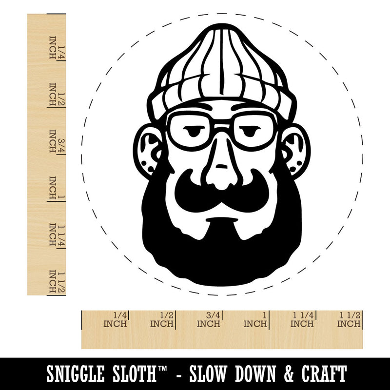 Cartoon Hipster Beard Beanie Glasses Hippy Self-Inking Rubber Stamp for Stamping Ink Stamper Crafting Planners