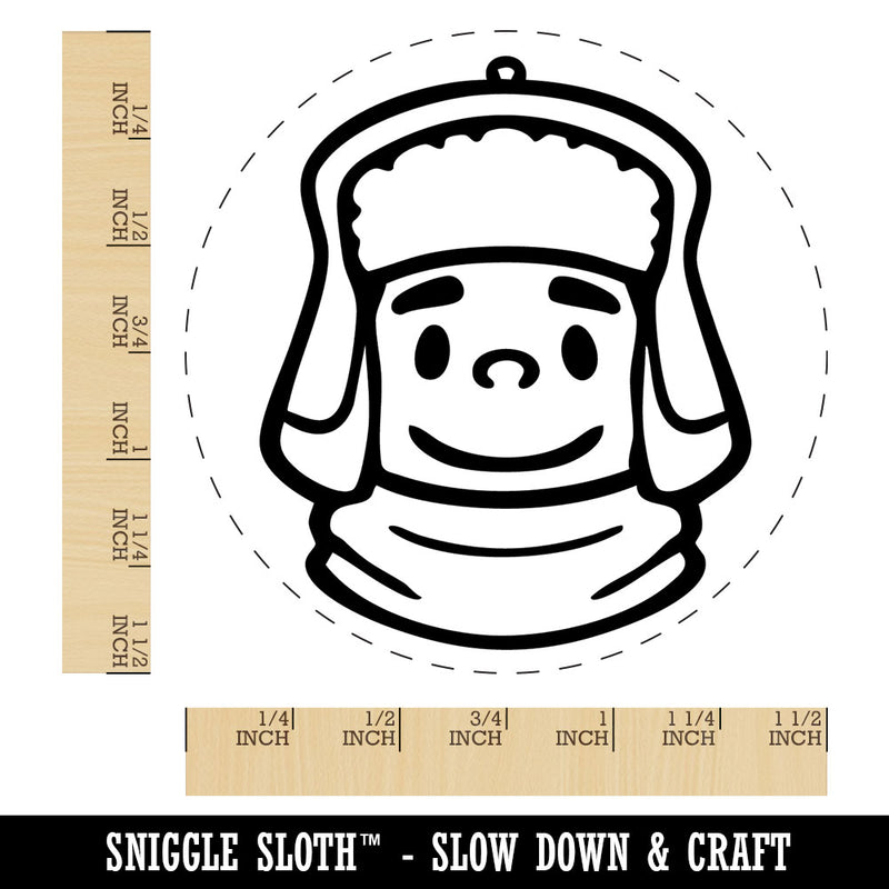Cartoon Person In Fur Winter Hat Scarf Self-Inking Rubber Stamp for Stamping Ink Stamper Crafting Planners