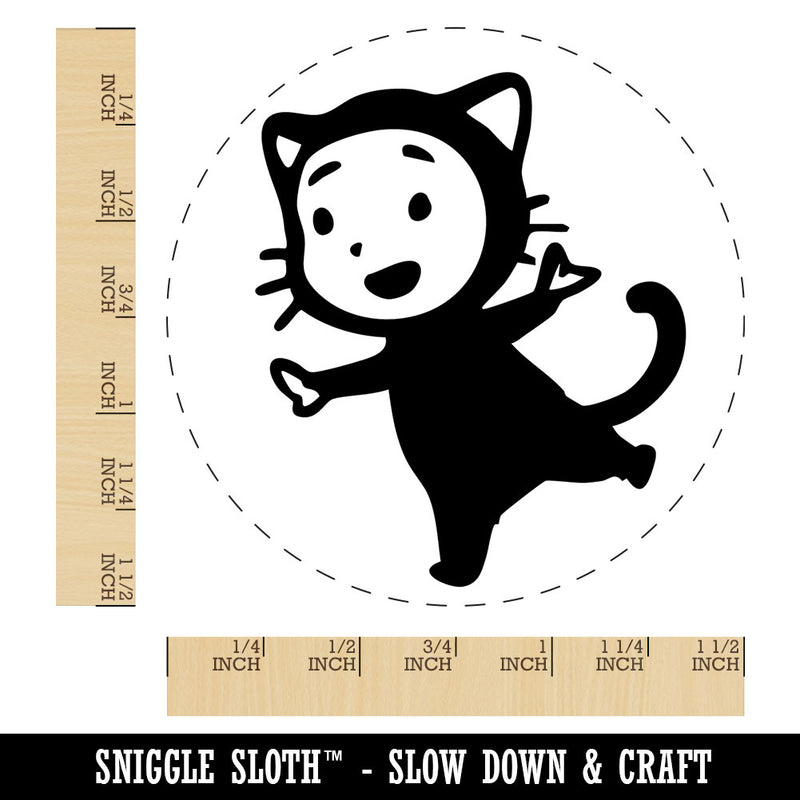 Cute Baby Child in Cat Costume Halloween Self-Inking Rubber Stamp for Stamping Ink Stamper Crafting Planners