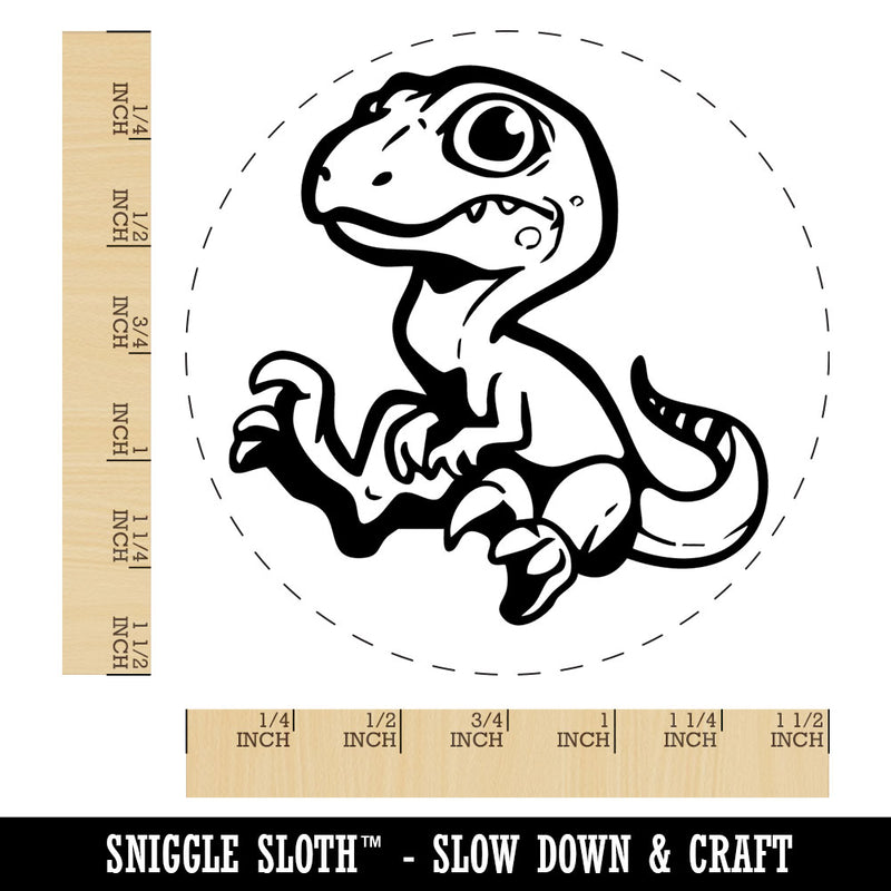Cute Baby Velociraptor Dinosaur Self-Inking Rubber Stamp for Stamping Ink Stamper Crafting Planners