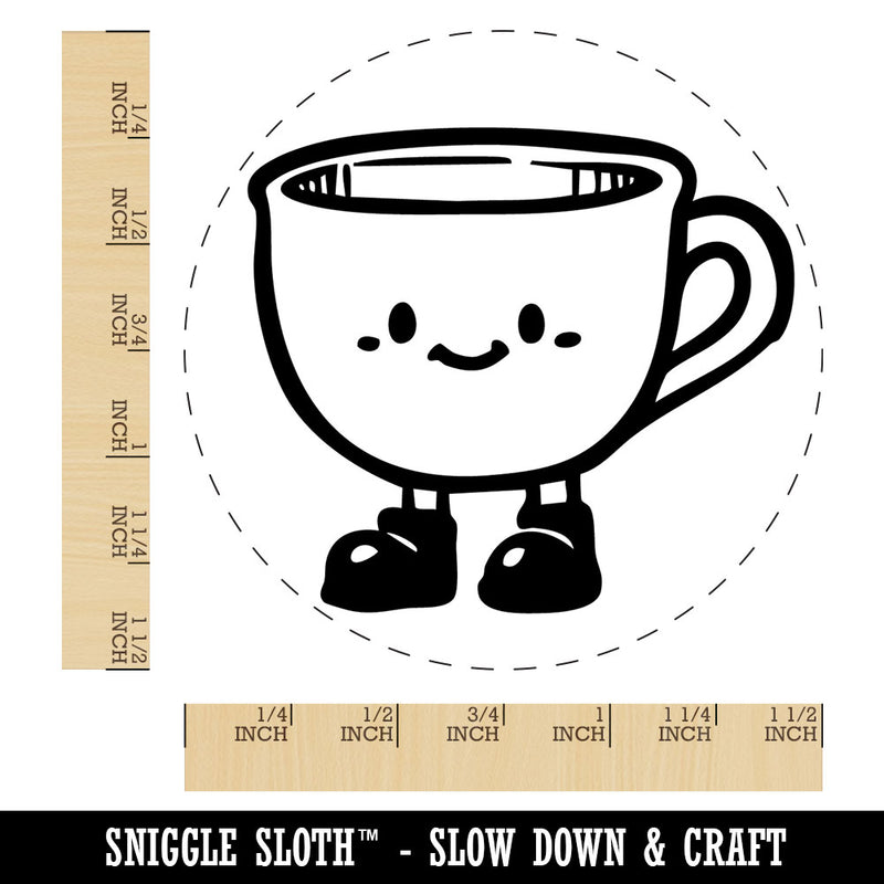 Cute Cartoon Tea Cup with Shoes Self-Inking Rubber Stamp for Stamping Ink Stamper Crafting Planners