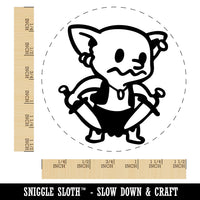 Cute Fantasy Goblin With Daggers Dungeon Self-Inking Rubber Stamp for Stamping Ink Stamper Crafting Planners