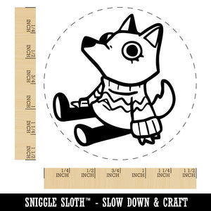 Cute Wolf Dog in Cozy Sweater Self-Inking Rubber Stamp for Stamping Ink Stamper Crafting Planners