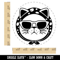 Diva Cat Sunglasses Scarf Self-Inking Rubber Stamp for Stamping Ink Stamper Crafting Planners