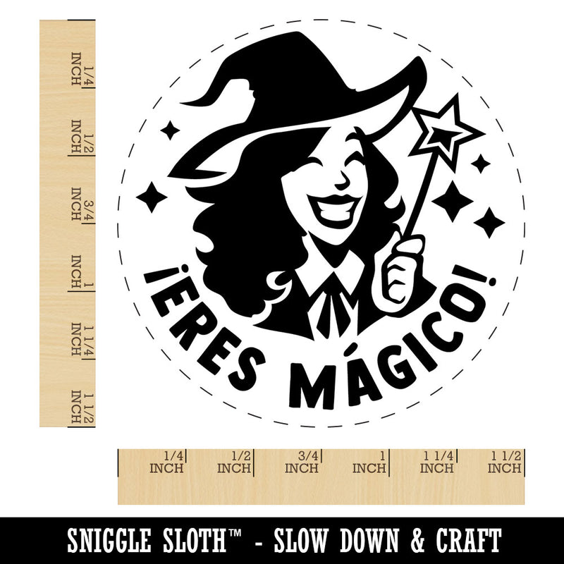 Eres Magico Magical Witch Spanish Compliment Teacher Stamp Self-Inking Rubber Stamp for Stamping Ink Stamper