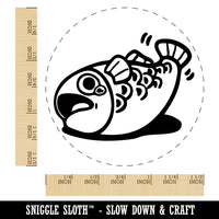 Flopping Distressed Fish Struggling Seafood Ocean Self-Inking Rubber Stamp for Stamping Ink Stamper Crafting Planners