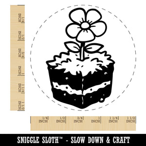 Flower Cube Block Dirt Earth Ground Garden Self-Inking Rubber Stamp for Stamping Ink Stamper Crafting Planners