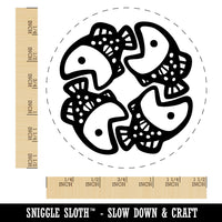Four Fish Swimming In Circle Food Chain Self-Inking Rubber Stamp for Stamping Ink Stamper Crafting Planners