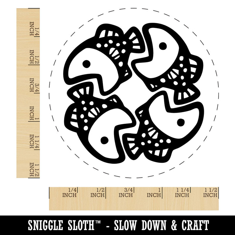Four Fish Swimming In Circle Food Chain Self-Inking Rubber Stamp for Stamping Ink Stamper Crafting Planners