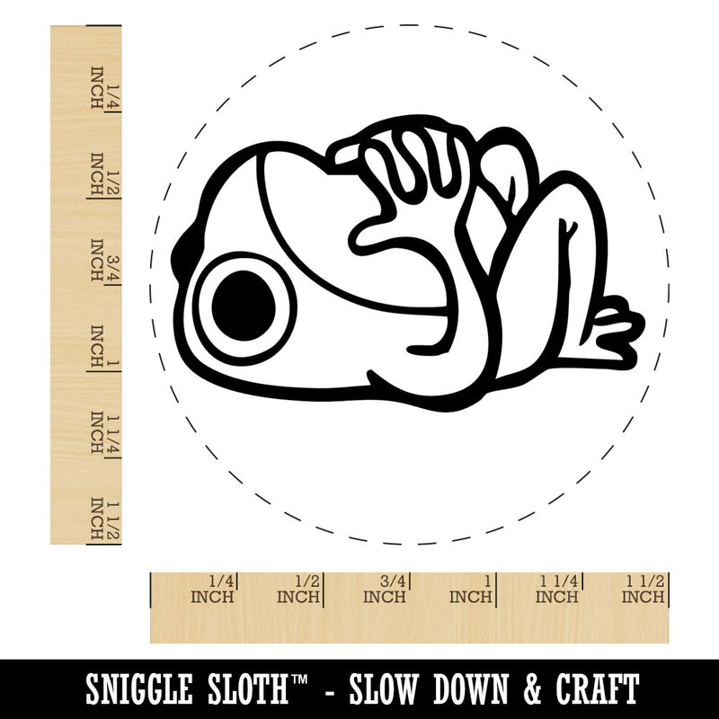 Frog Laying On Back Contemplating Thinking Considering Self-Inking Rubber Stamp for Stamping Ink Stamper